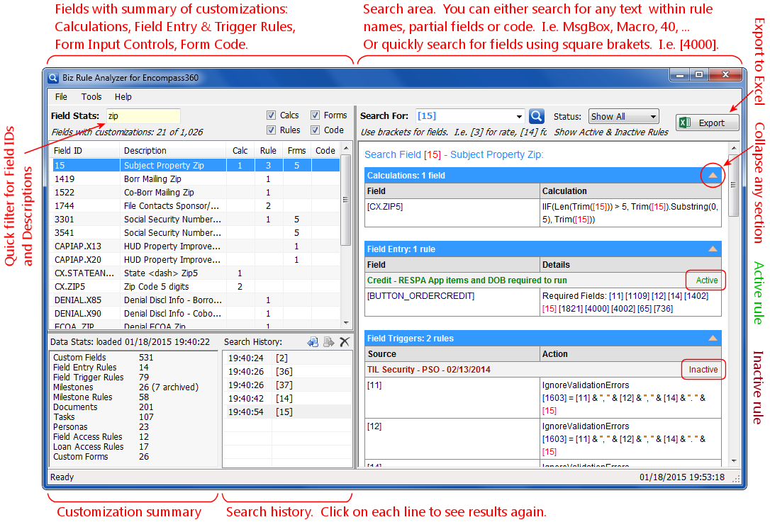 EncompDEV  Biz Rule Analyzer for Ellie Mae Encompass