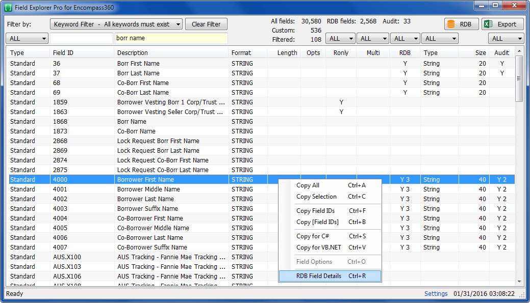 EncompDEV - Field Explorer for Ellie Mae Encompass